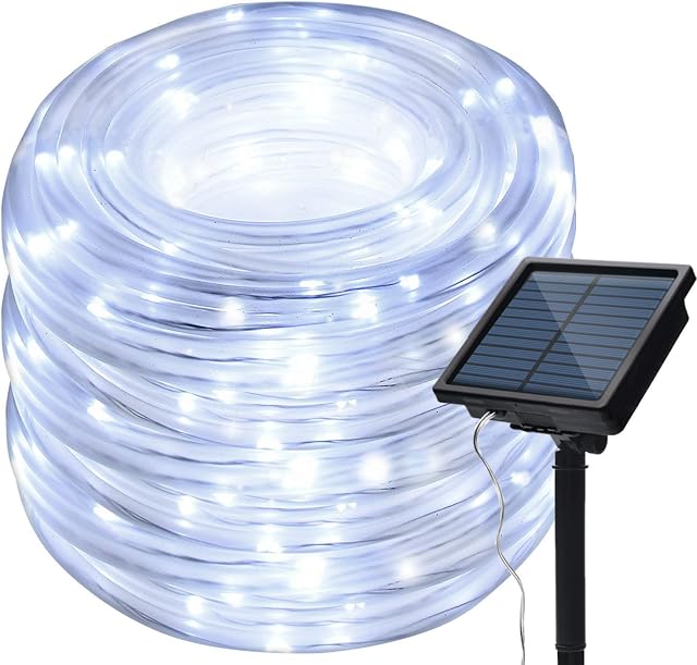 200led Solar Rope Lights Outdoor,KINGCOO Waterproof Waterproof 72FT Tube Copper Wire Pipe Twinkling Solar Fairy String Lights for Garden Yard Home Wedding Party Christmas Lighting Decorations (White)