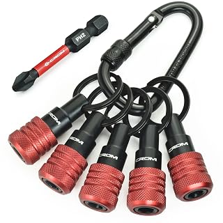 CROM 5-Piece Bit Holder Keychain –1/4-Inch Hex Shank Organizer Set with Locking Carabiner, Everyday Carry Accessory, Includes 2-Inch #2 Phillips Bit - Amazon product rated Grade A