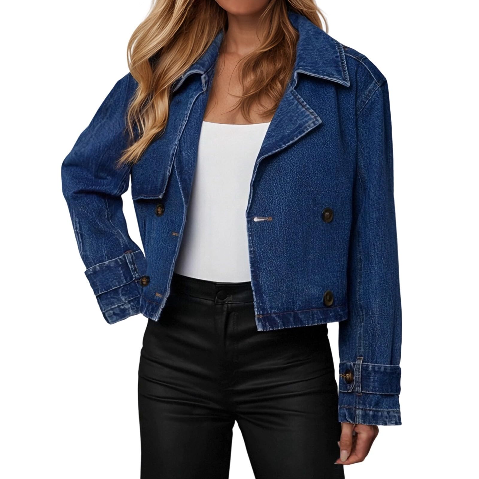 Jeans Jacken Für Damen Jeansjacke Shacket Vintage Übergangsjacke Leicht Alltag Bomberjacke Freizeitjacke Lange Ärmel Denimjacke Oversized Kurz Wascheffekt