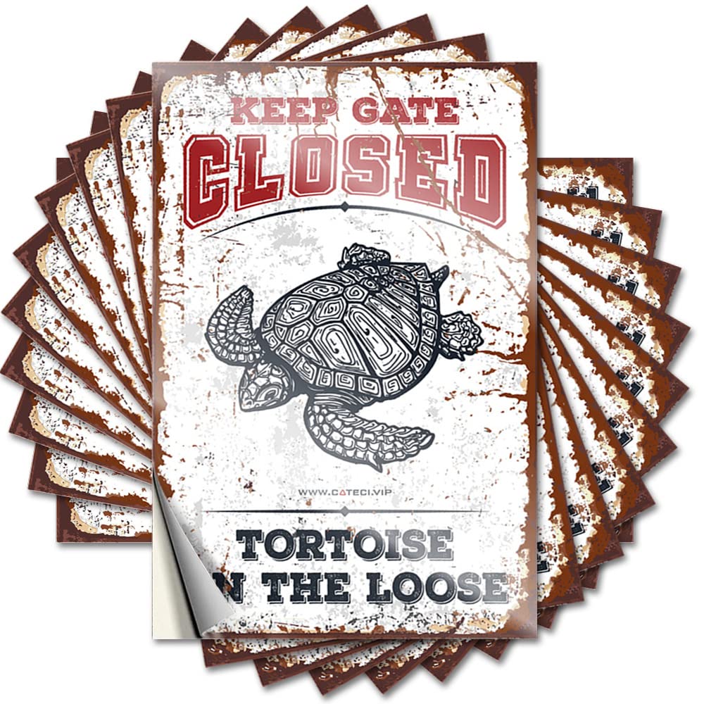 Please Close The Gate Tortoise On The Loose Mini Tattoo | Camping Decorations Waterproof Vinyl Tumbler Water Removable Decal Peel Stick(8X12CM)