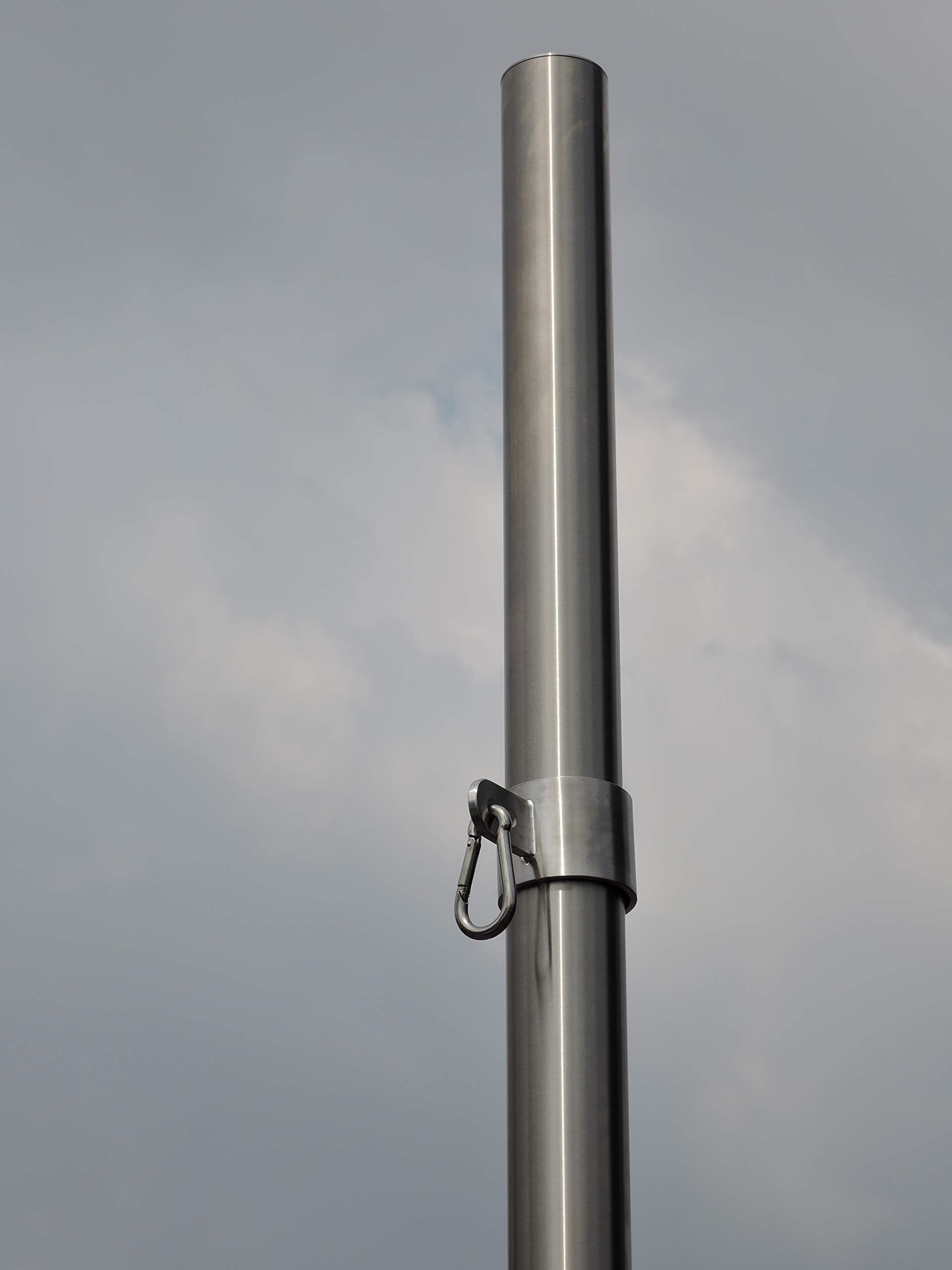 Sonnensegelmast aus Edelstahl 3m Länge in verschiedenen Varianten (Querschnitt: 60x2mm, Ösen: Stufenlos verstellbar, Hülse: 50cm 90°)
