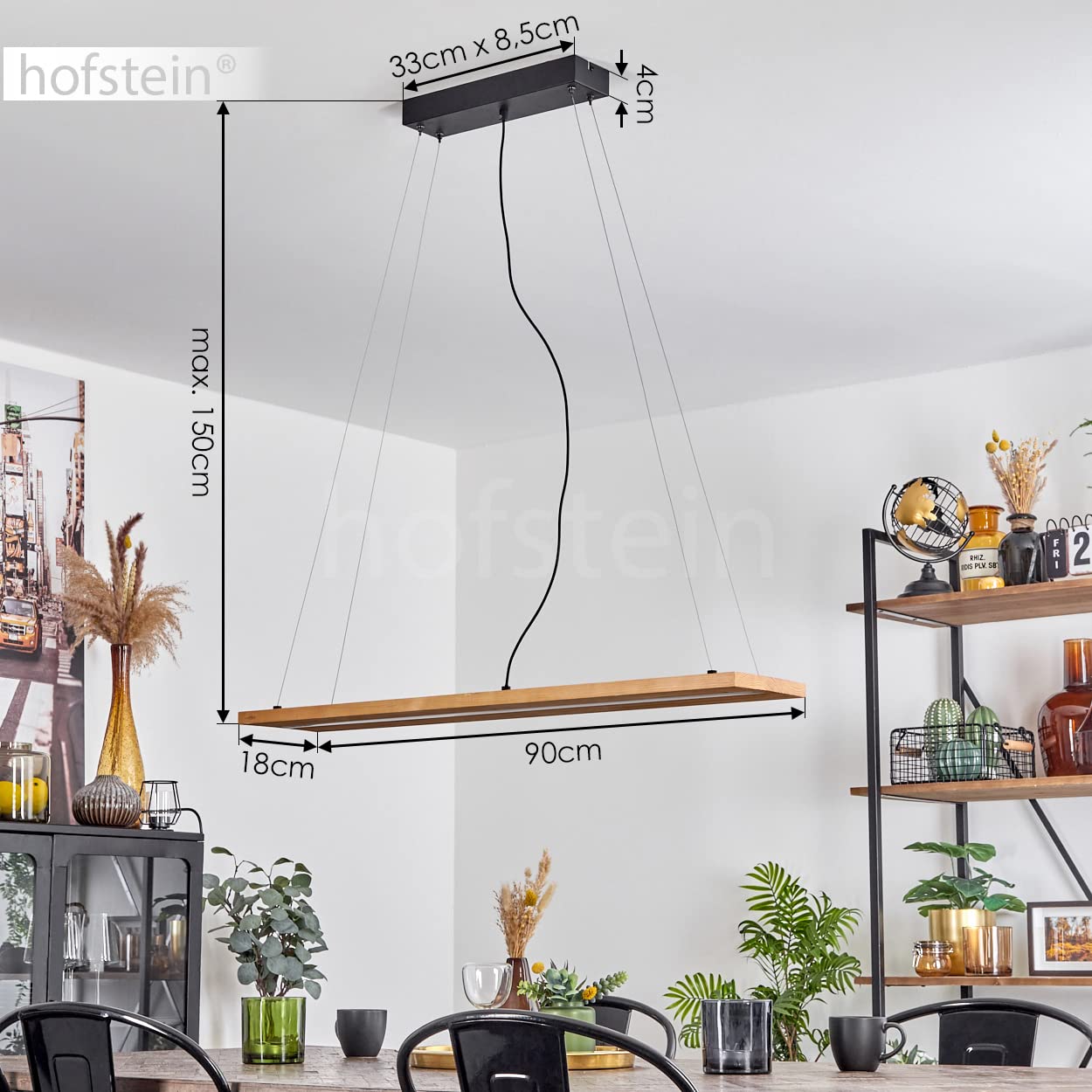 HerzBlut LED hanglamp Lana del nero, hout, dimbaar