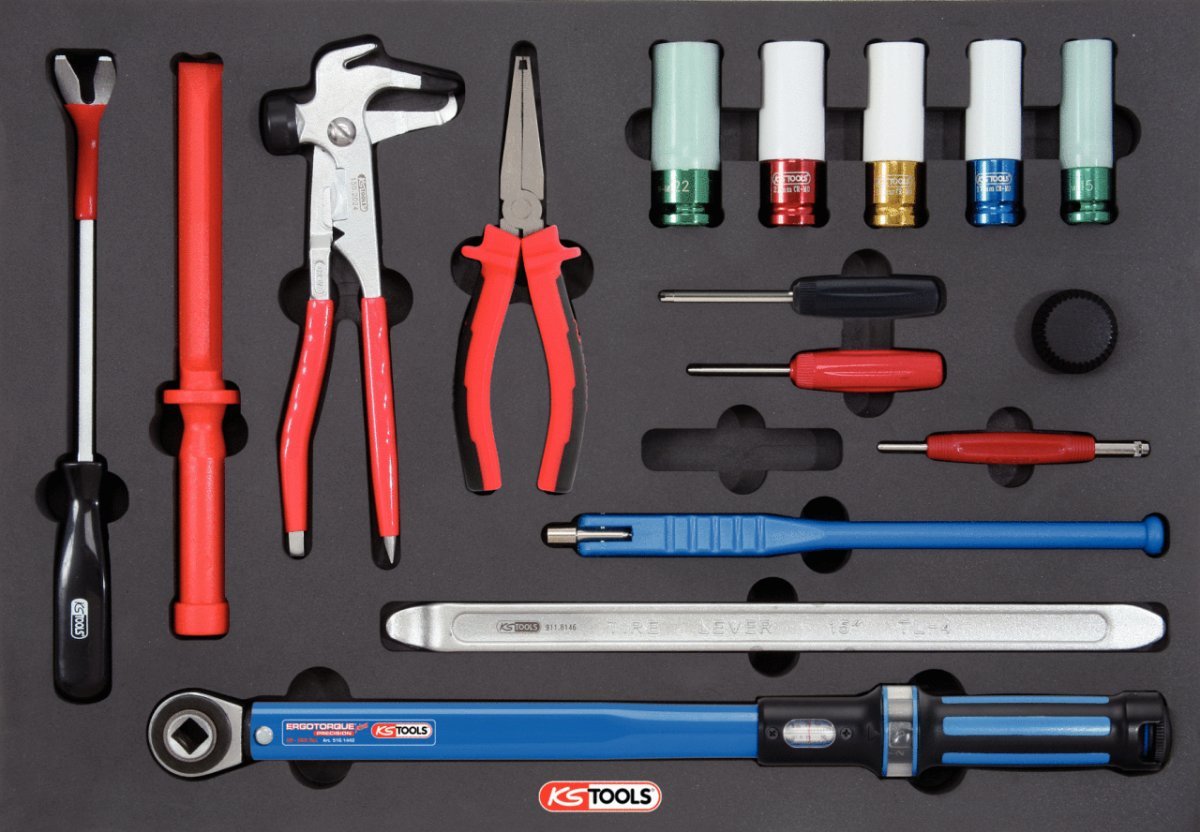KS Tools 815.1195 - Module 1/1" spécial démontage roues - Pour servantes d'atelier et coffres à outils - Insert en mousse haute résistance - 16 pièces
