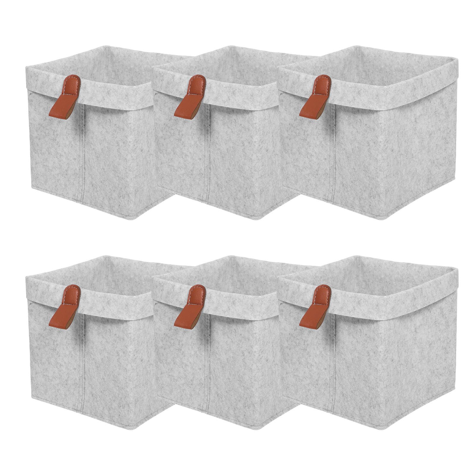 6 Stück Filzbox Aufbewahrung Faltbarer Filzkorb aus Vliesstoff mit Platzsparendem Design und Griffen Zusammenklappbare Aufbewahrungsbox im Würfelformat für Kinderzimmer und