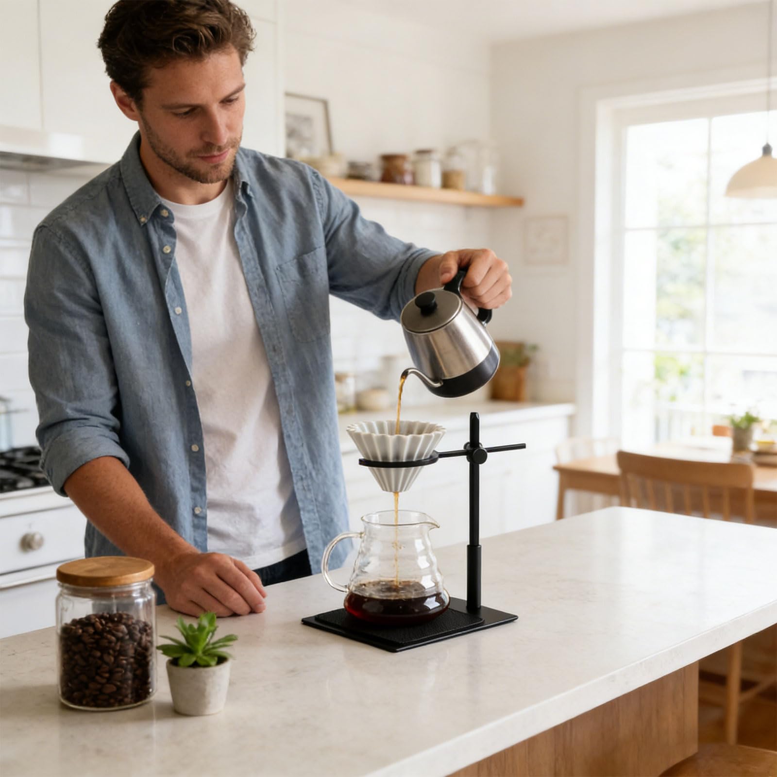 Kaffeebrüher Ständer aus Aluminiumlegierung mit griffiger Silikonbasis, geeignet für den Innen und Außenbereich, sorgt für stabilen und sicheren Halt Werkzeuge für die Kaffeemaschine zu Hause