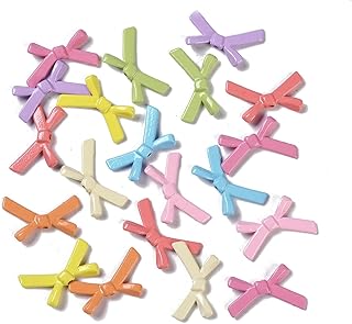 LiQunSweet 100 Pcs Random Colored Spray Paint Bowknot Tie Beads Colorful Bowknot Beads Bow Beads for Bracelet Necklace Jewelry Making