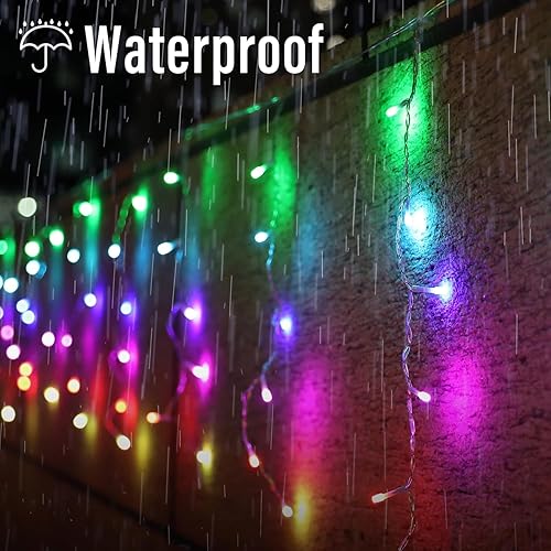 Miniatura 4 de Lomotech Luces de carámbano RGB de 35 pies que cambian de color, luces de Navidad impermeables con control remoto para vacaciones, bodas, fiestas,