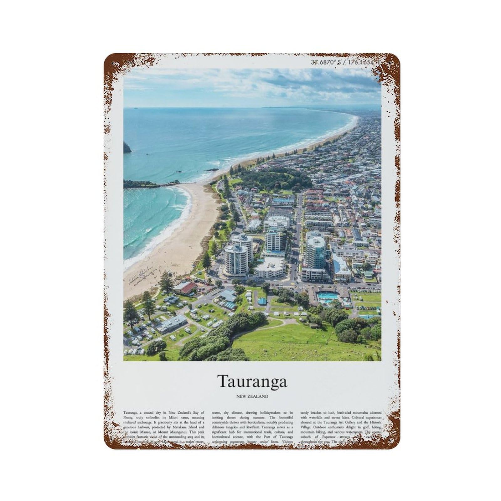 xiaoxiaoshen Tauranga New Zealand City Scenery Wall Decor Art Metal Tin Poster Modern Home Decor Art Home Bar Shop Decorations Vintage Sign 40x30cm