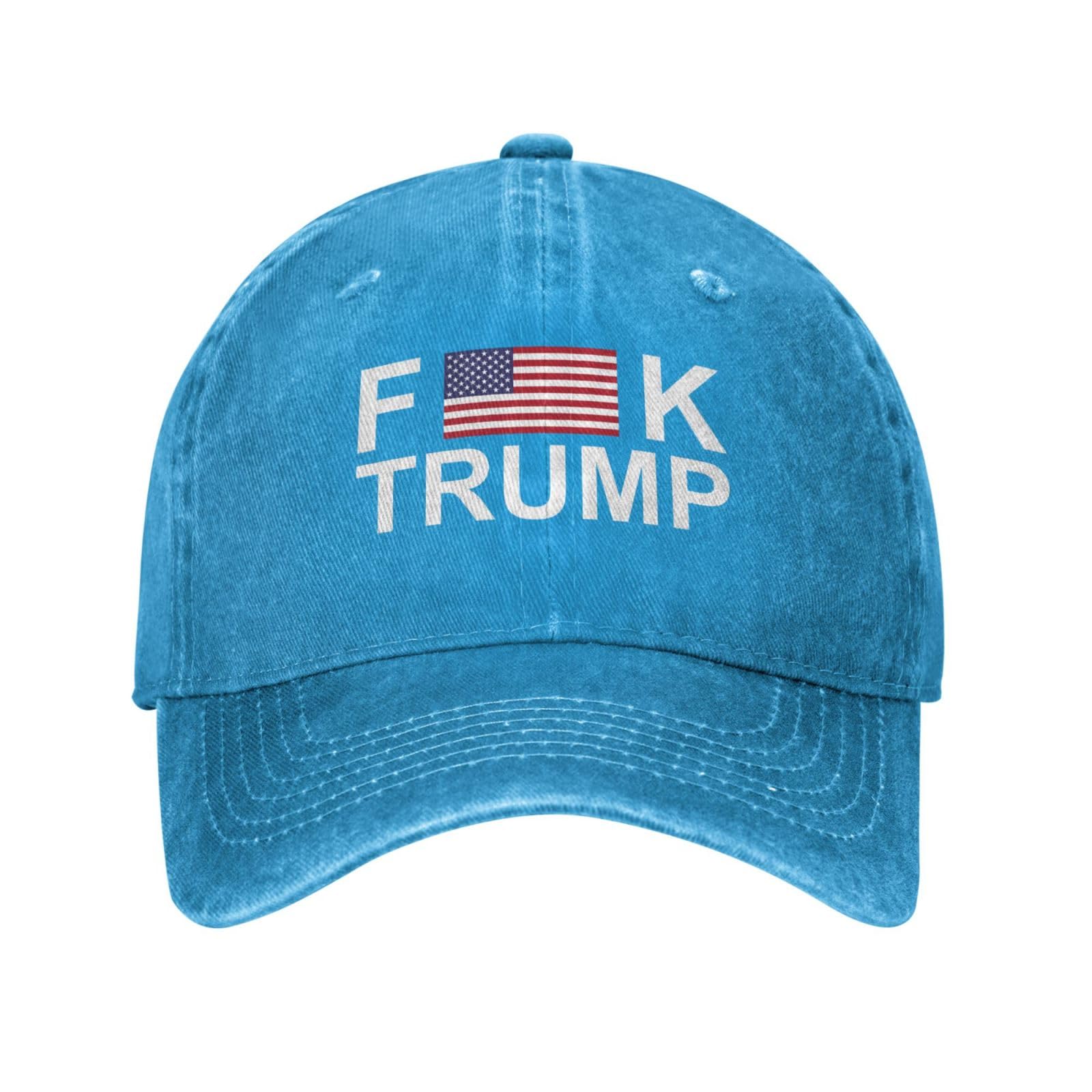 Anceky Unisex Blue Anti Trump Fuck Trump Hat For Men Baseball Caps Vintage Cap