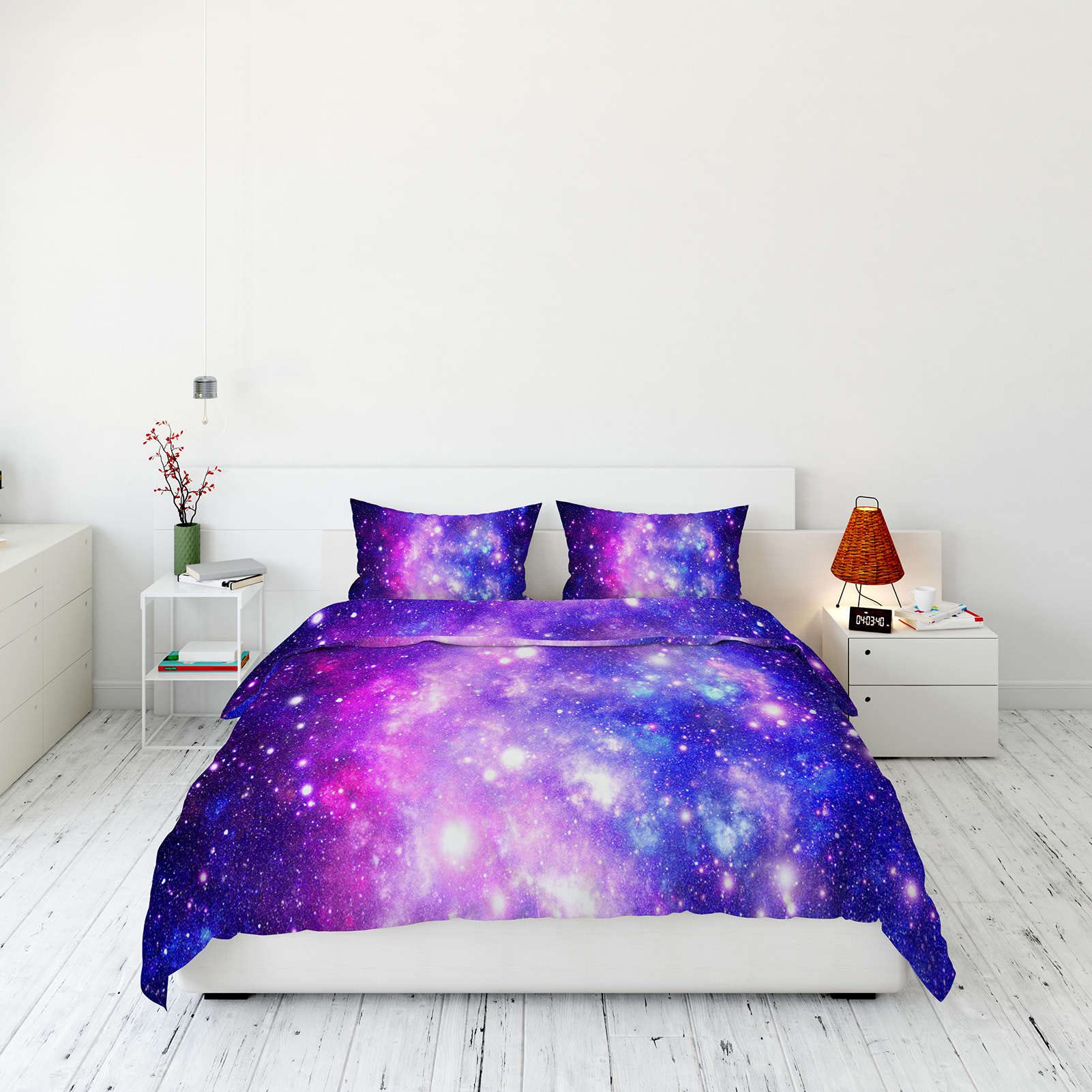 YUANZU Nebula Bedding Set Double for Kids Boys Girls Galaxy Duvet Cover Set 3 Pieces Space Universe Stars Starry Printed Soft Microfiber Quilt Cover with Zipper Closure (200 x 200 cm & 2Pillowcase)