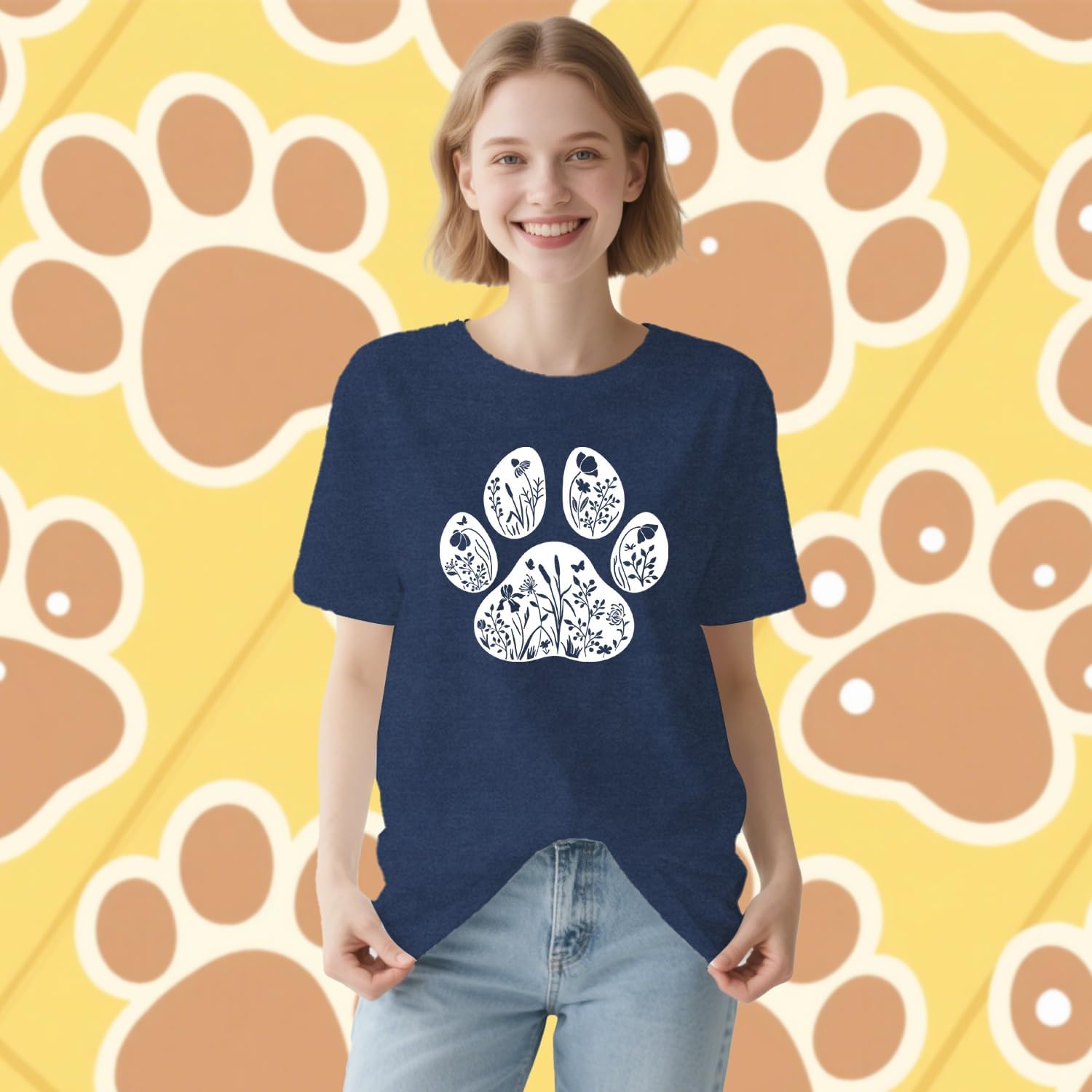 Dog Shirt Dog Mom Shirts for Women Funny Dogs Paw Print T Shirt Casual Pet Lover Tee Tops - Image 2
