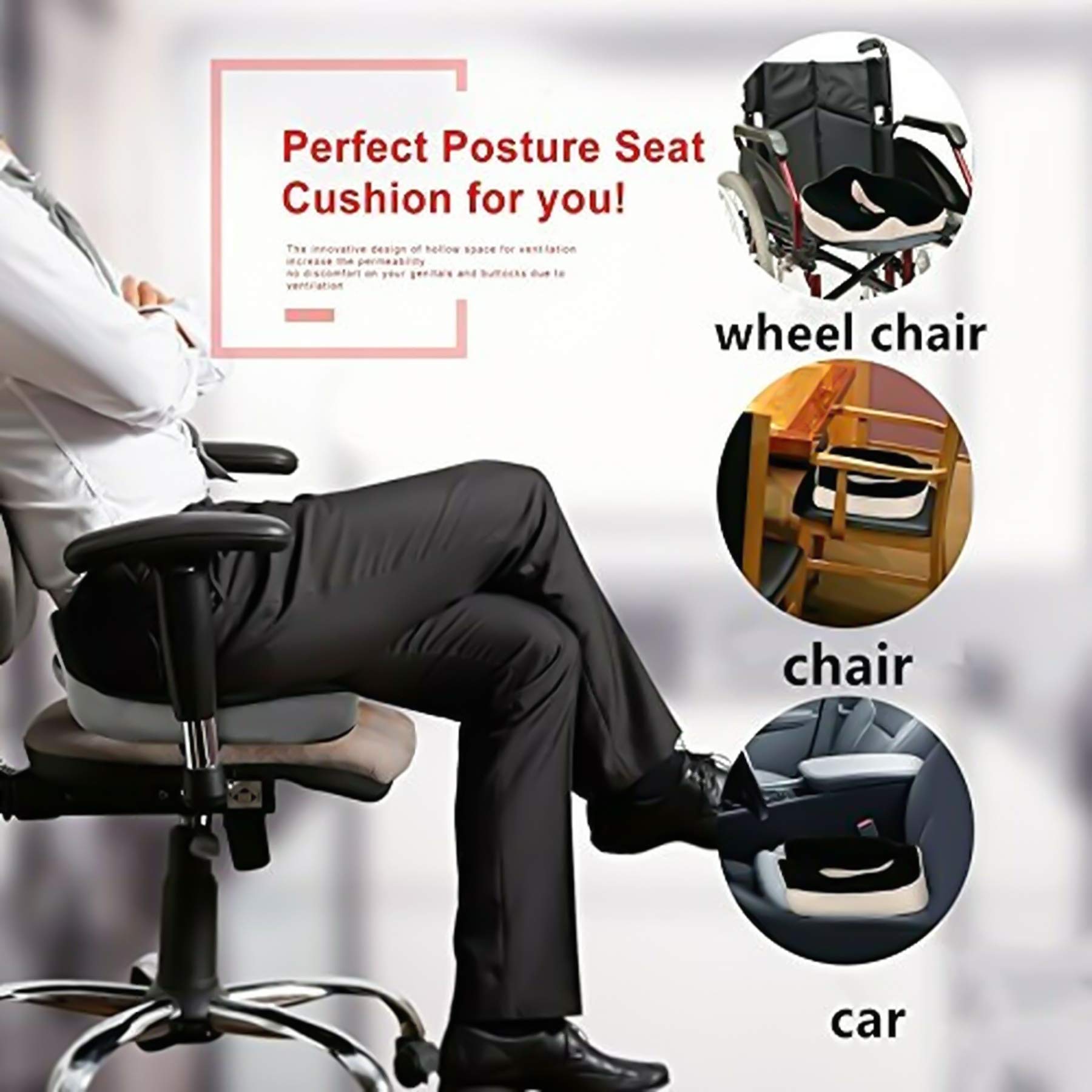 Buy Memory Foam Seat/Chair Cushion for Relieves Back, Sciatica Pain