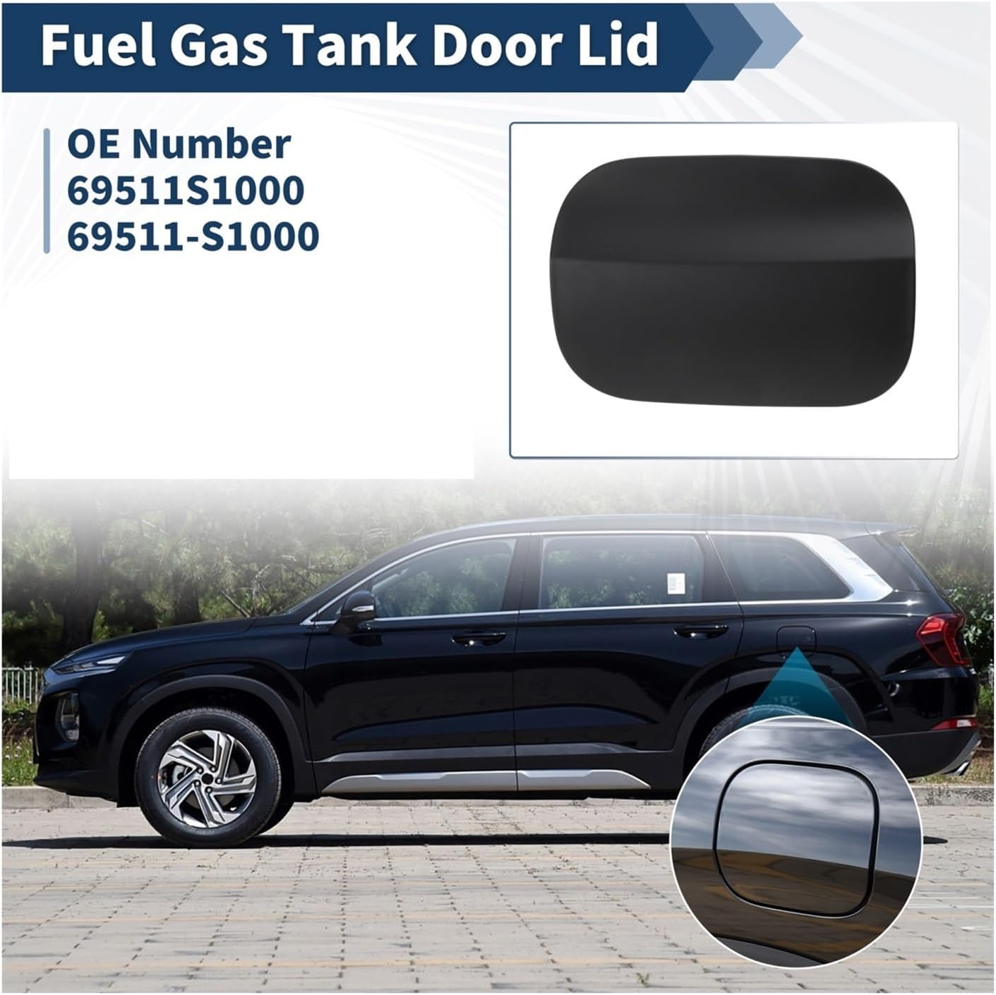 Fuel Tank Door Compatible For Hyundai Santa Fe 2019-2023 Gas Fuel Filler Door No.69511S1000