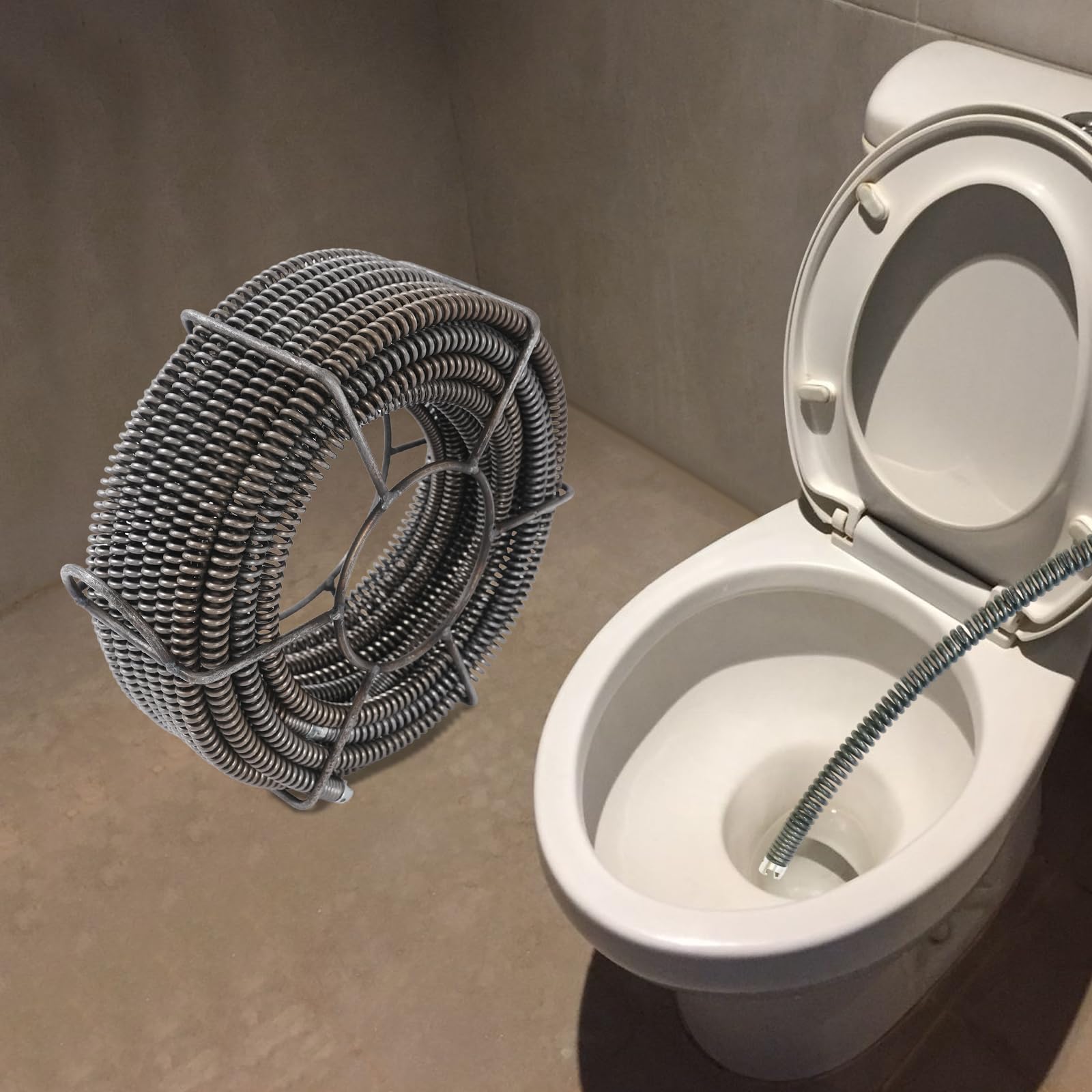Set profesional de limpieza de tuberías en espiral de 22,1 m (4 x 4,9 m + 1 x 2,5 m) de acero inoxidable 65 Mn | Para codos de 90° y tubos de desagüe 30-100 mm, compatible con máquinas de limpieza (16