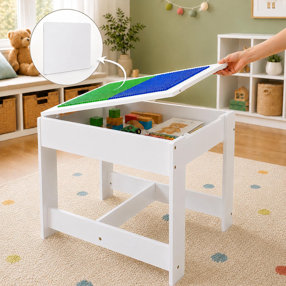 Baby Vivo Kindersitzgruppe Kindertischgruppe Kindermöbel Kinderzimmer Set mit multifunktionalem Tisch und 2 Stühlen aus Holz - Moritz