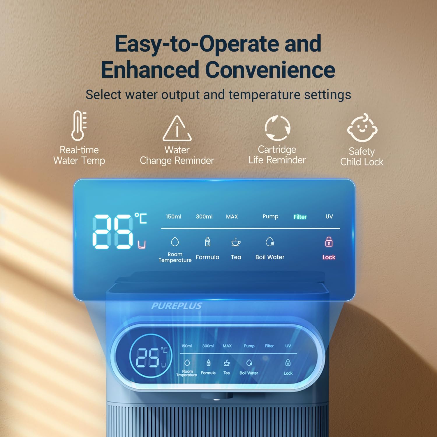 PUREPLUS Countertop Reverse Osmosis Water Filtration System, 5 Stage Countertop Water Filtration, Portable Instant Hot Water Dispenser, No Installation Required, Blue