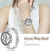 Vista 12 de JOYOZY Correa de reloj de liberación rápida de 0.787 in, correa de acero inoxidable y bisel de diamante para Samsung Galaxy Watch 4 1.575 in/1.732