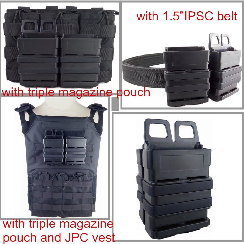 Molle Mag Pouch 5.56 for M4 AR Pistol, Fast Magazine Pouch Holster Polymer Black DE Pack of 5 or 2
