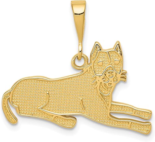 IceCarats 14K Yellow Gold Pit Bulldog Necklace Charm Pendant