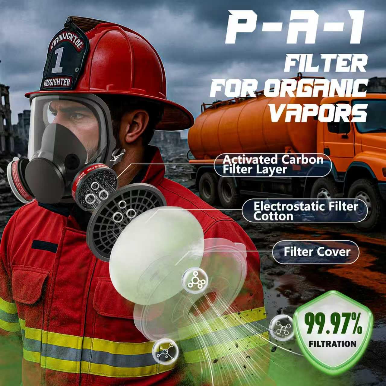 Masque respiratoire intégral - 6800 - Masque respiratoire avec filtres 60921 et P-A-1 - Masque anti-poussière réutilisable - Masque complet pour peinture en aérosol, poussière, gaz, meulage, résine