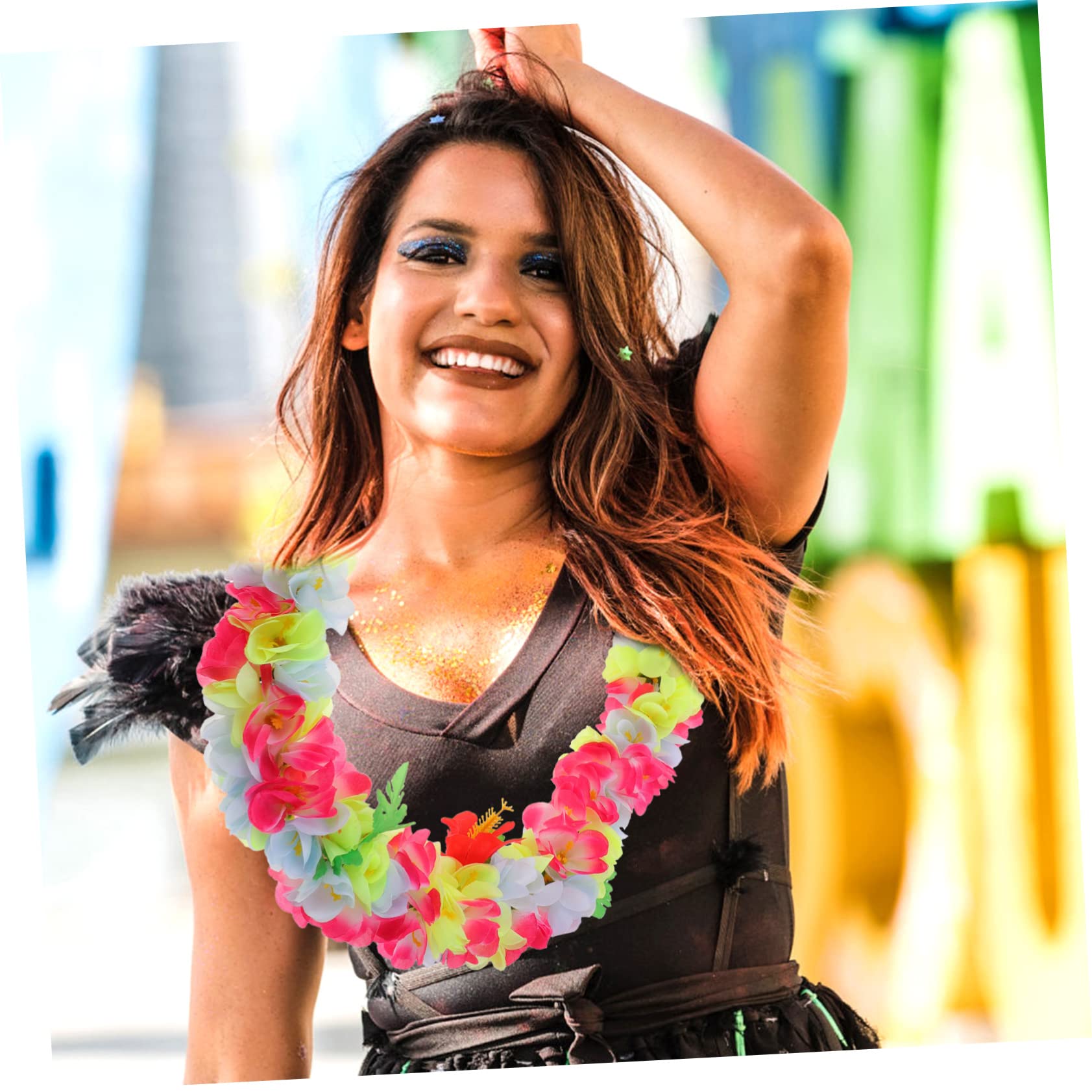 4stücke Hawaiianische Blütenkranz Deko Für Luau Party Kunstblumen Leis Für Strand Und Sommerfeste Für Fotografie Und Tropische Events Leicht Und Farbecht