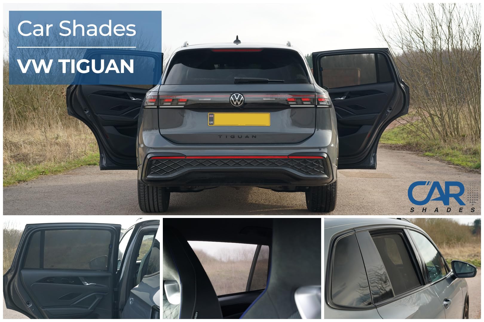 CAR SHADES Juego (Puertas traseras) Compatible con Volkswagen Tiguan III (CT1) 2024- (2-Partes) cortinillas Parasol a Medida