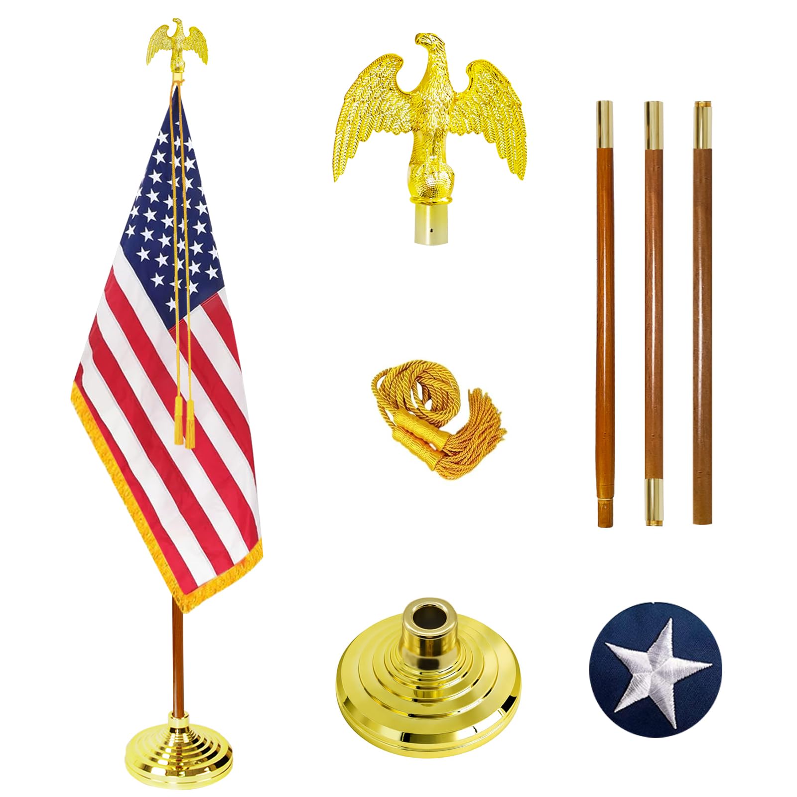 Photo 1 of SENZHIYI Presidential Indoor Wooden Flag Pole Kits,8FT-1Pack