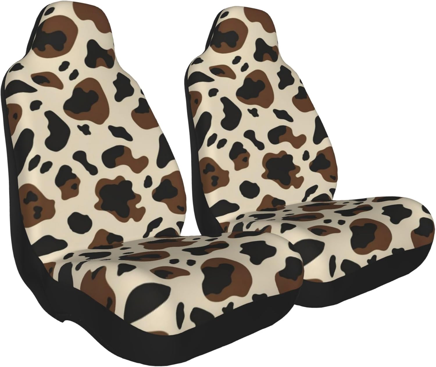 RIMENCH Brown Skin Milk Cow Print Seat Cover 2Pc Universal Front Seat Cover for Car SUV & Truck for All Seasons