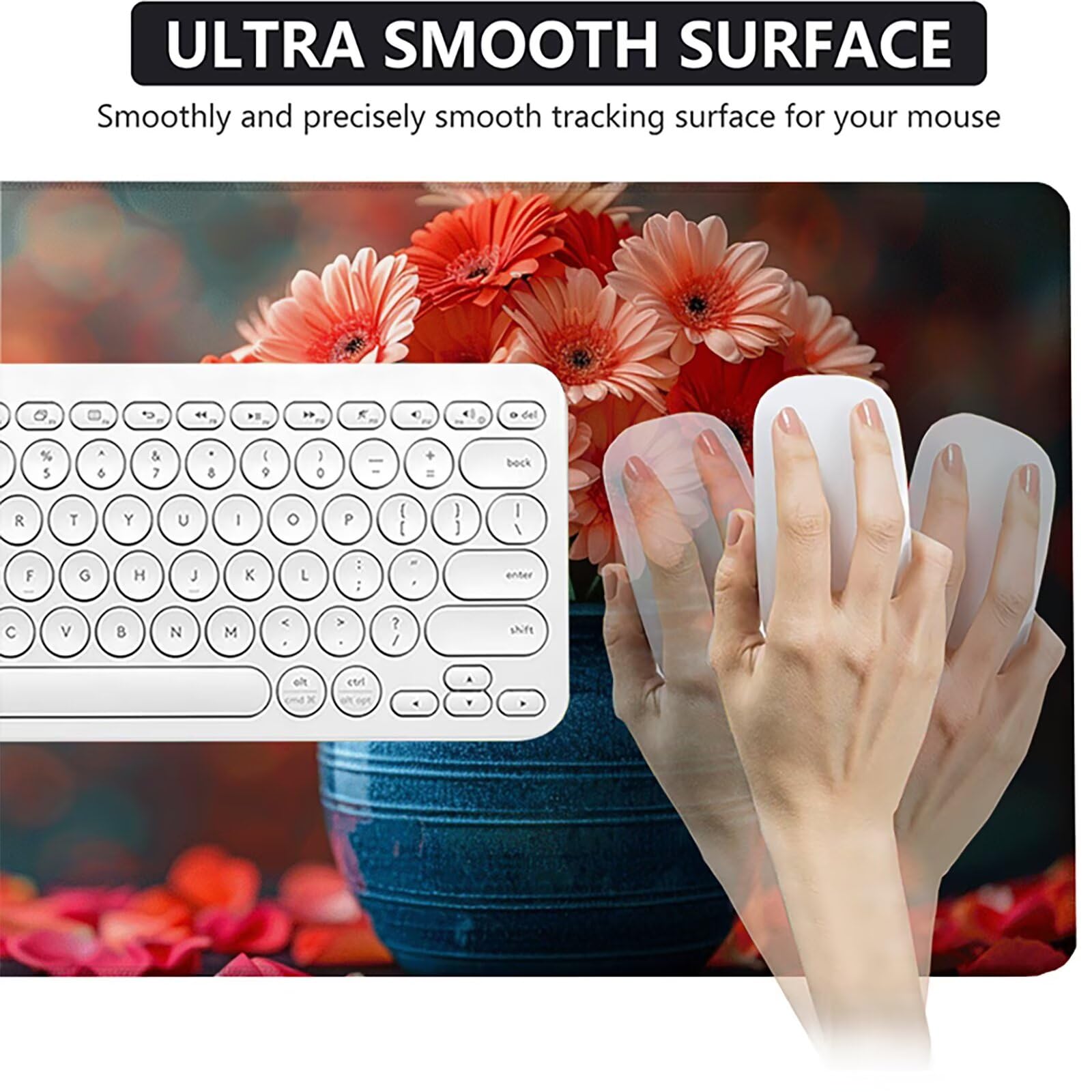 Florero Alfombrilla Ratón Gaming XXL 1500 x 800 mm, Alfombrilla Gaming Rosa Mousepad con Base de Goma Antideslizante Impermeable Desk Mat para Teclado y Raton Accesorios Gaming, Regalos de Hombre K-0