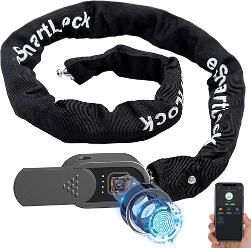 Eseesmart Cerradura de cadena de bicicleta con huellas dactilares con llaves, cerradura de cadena de bicicleta antirrobo resistente, 3.28 pies de