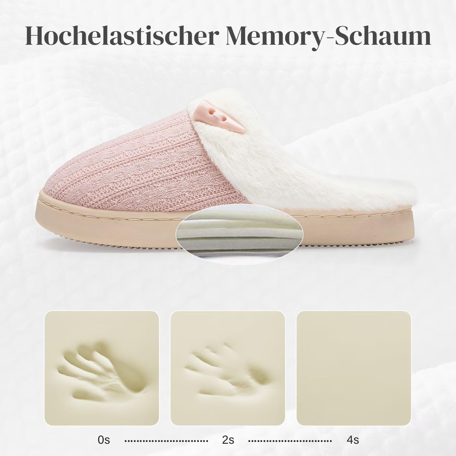 NineCiFun Pantofole da donna Comfort Memory Foam Pantofole morbide e pelose Scarpe da letto calde Pantofole antiscivolo