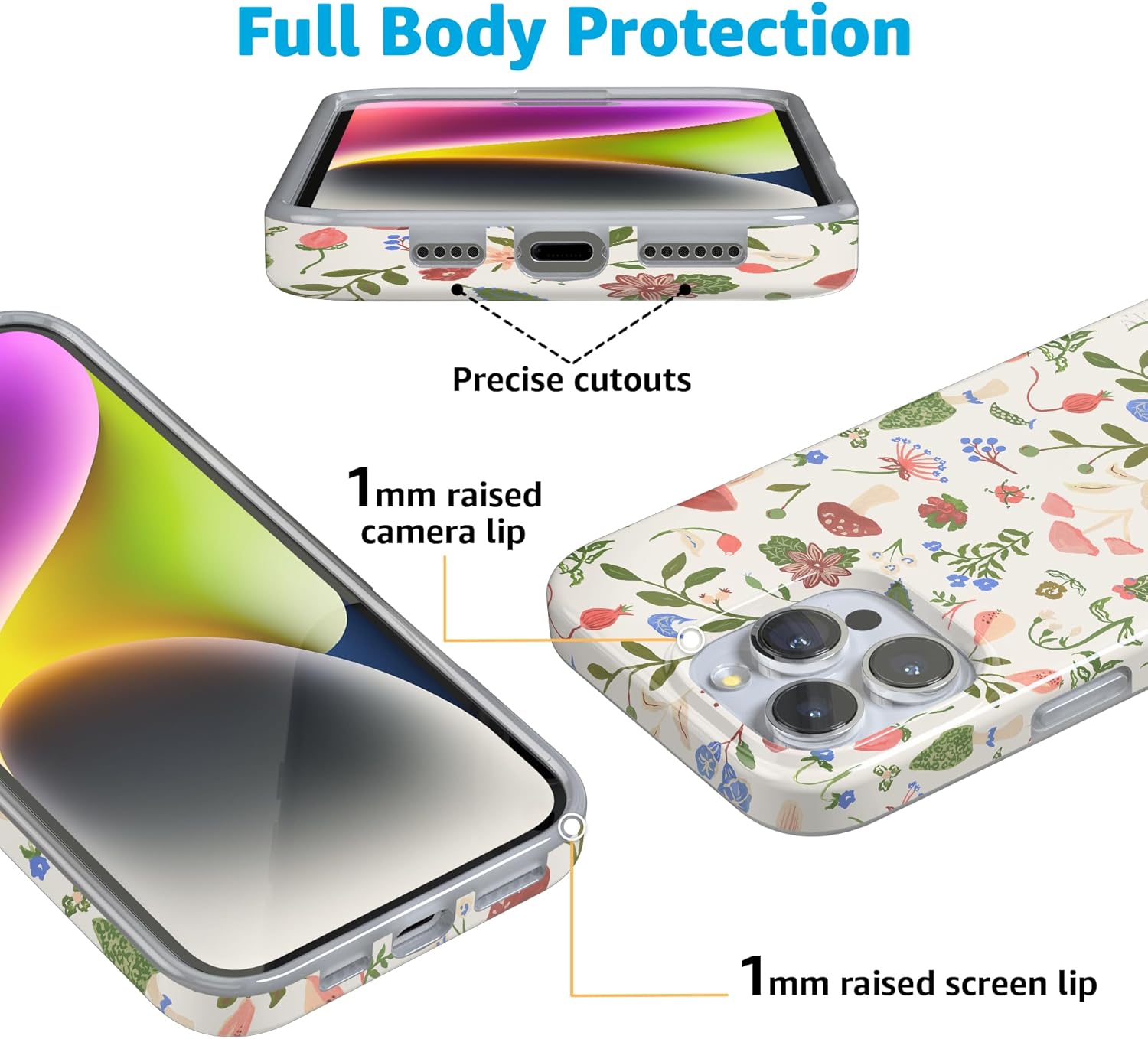 Casely iPhone 16 Pro Case | Garden Party | Mushroom Floral | Compatible with MagSafe | Classic Ultra Slim Design