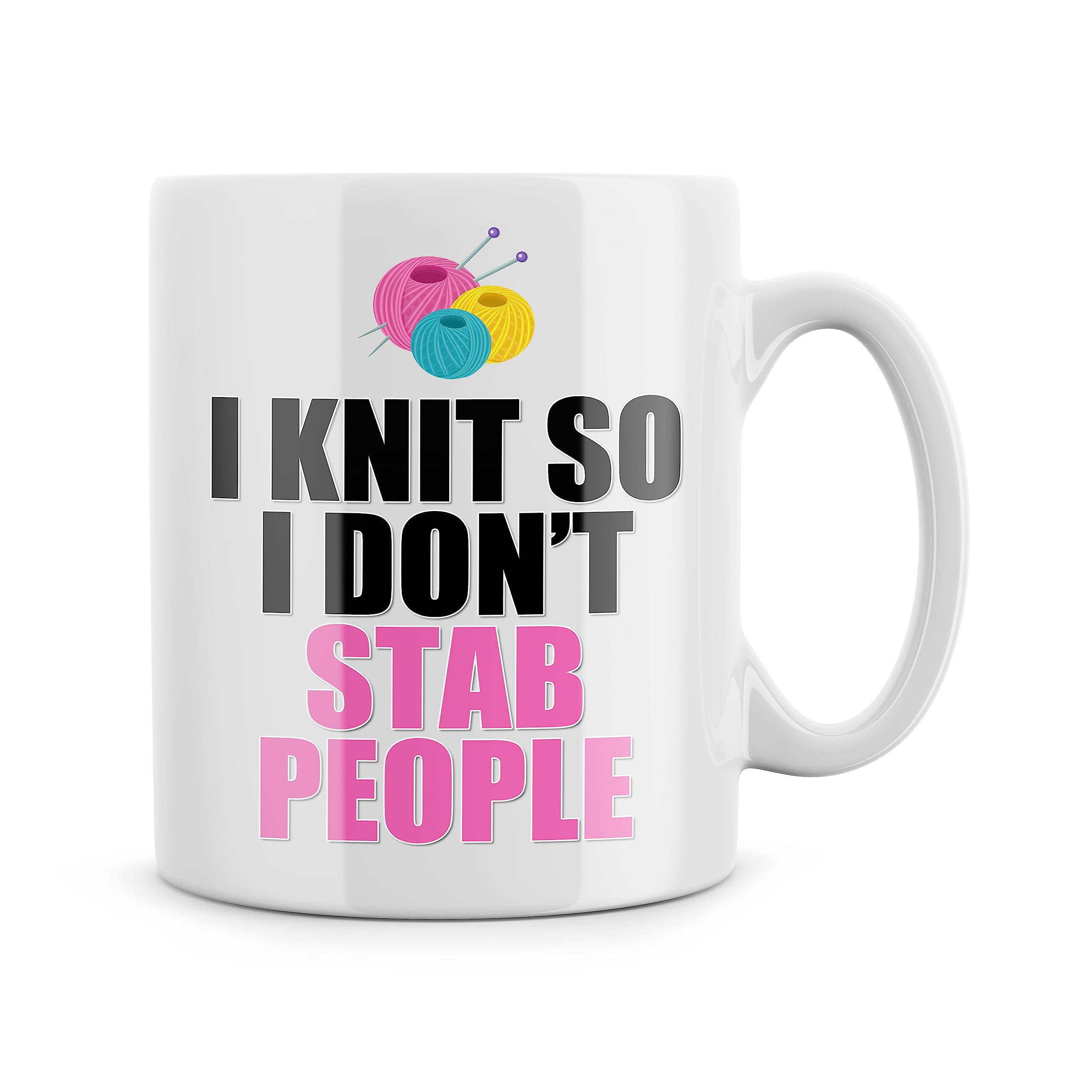 Rib ticklerz - Funny Mugs Knitting Sewing I Knit So I Don't Stab People Birthday Mum Christmas Grandma Friend Knitter Colleague Secret Santa for Her Him - MG280