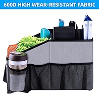 Vista 4 de Smof Organizador de asiento de automóvil, organizador de asiento delantero y trasero para niños, almacenamiento plegable para asiento trasero