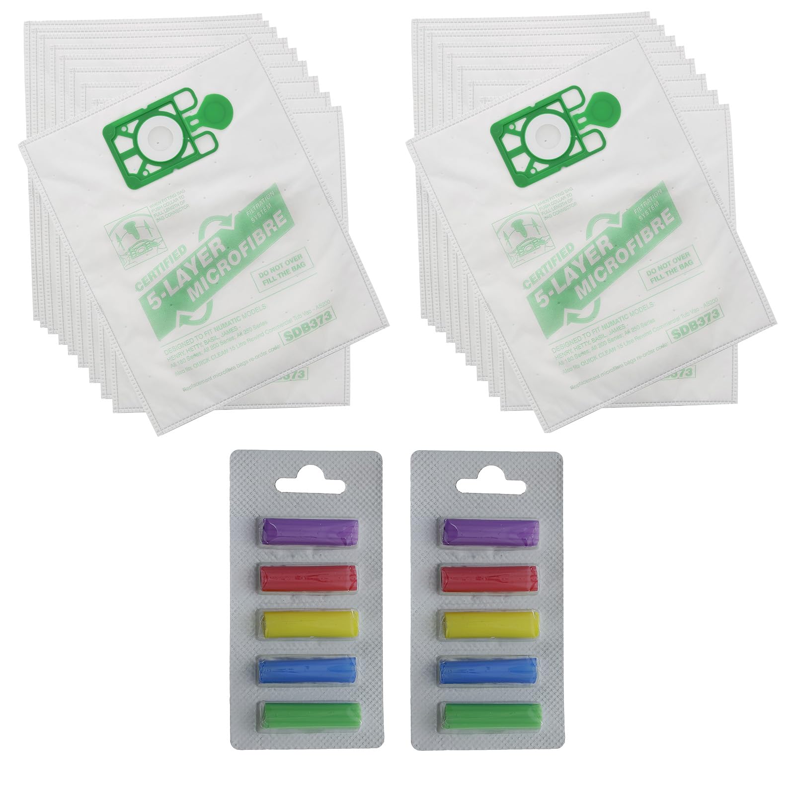 Qualtex Numatic Henry Hetty Hoover Filter FLO Dust Bags and 5Fresheners, Pack of 20-White