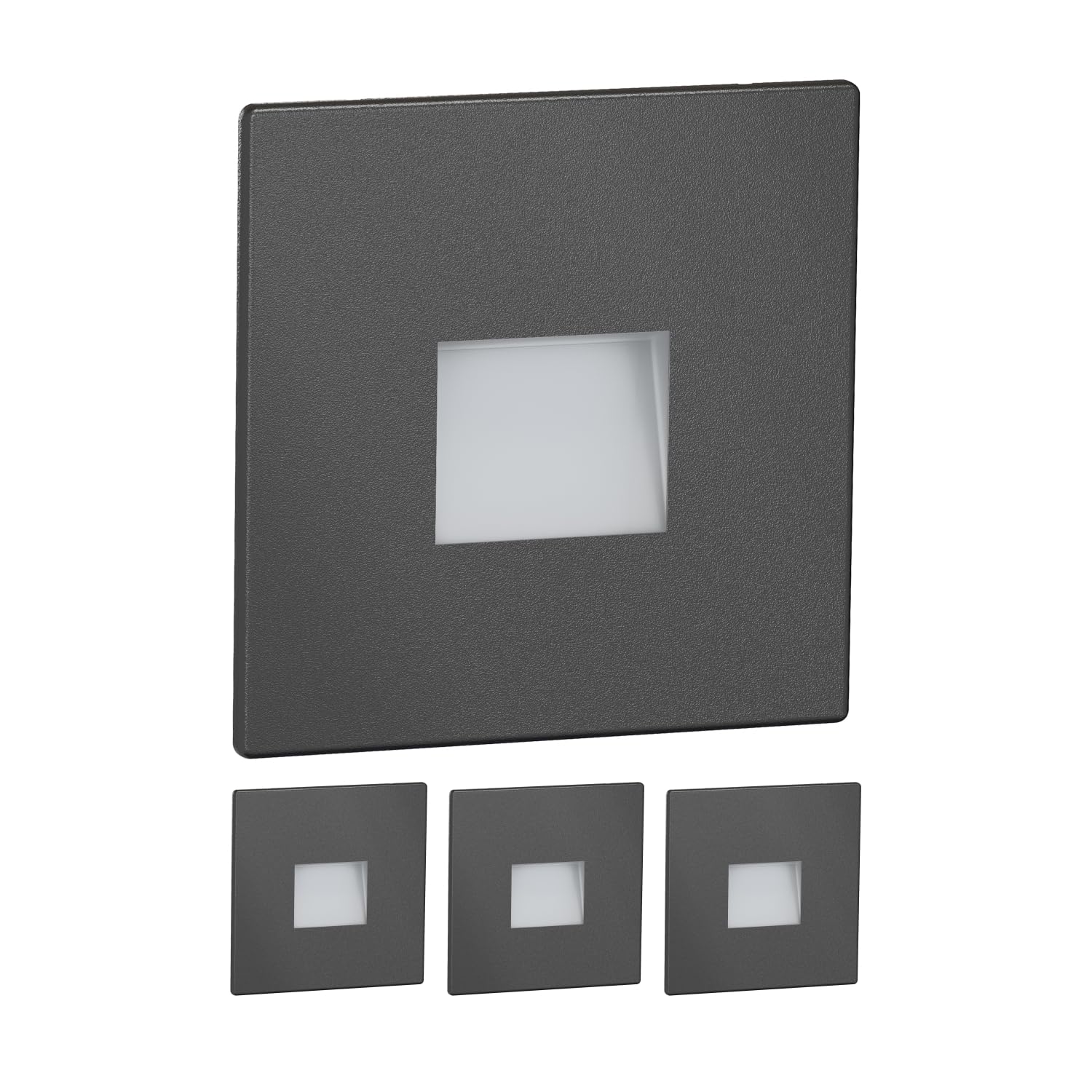 ledscom.de 4 LED Staircase Light/recessed wall Light FOW for Indoors and Outdoors Downlight, Angular, Anthracite, 85 x 85mm, Warm White