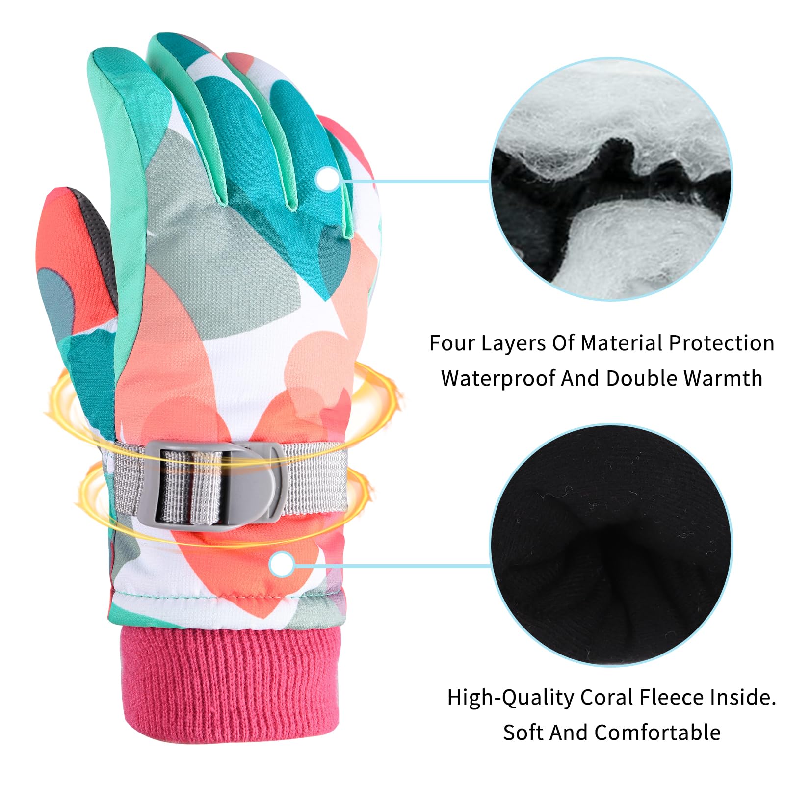 Gants D'hiver TBoonor Enfants - Imperméables, Coupe-vent Avec Isolation 3M - Ski Et Jeux Neige