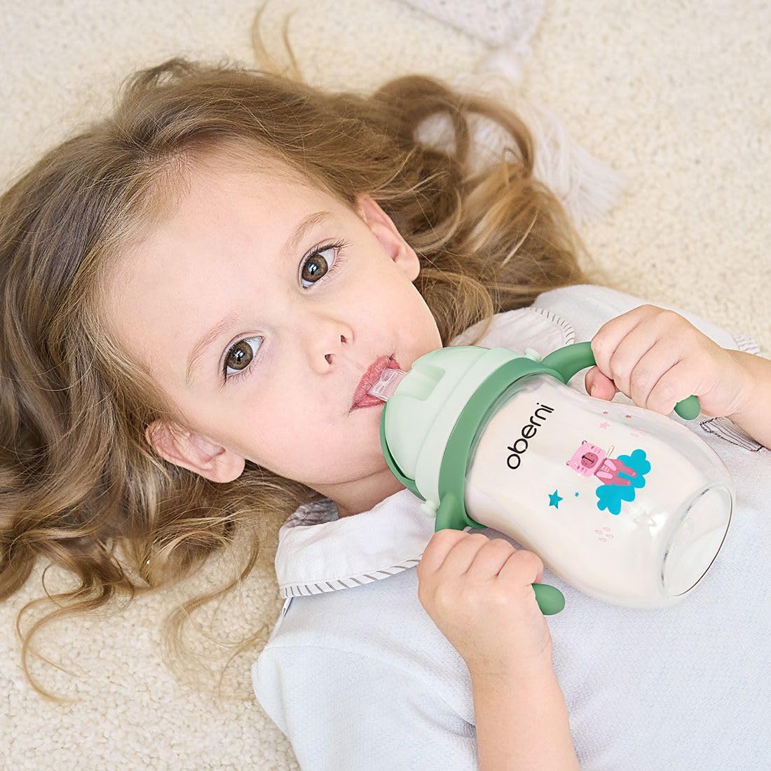 Oberni Tritran Sippy, Non Spill Baby Water Bottle, Leakproof Toddler Training Cup and Milk Bottle for 12M+, Green/1Pack - Image 4