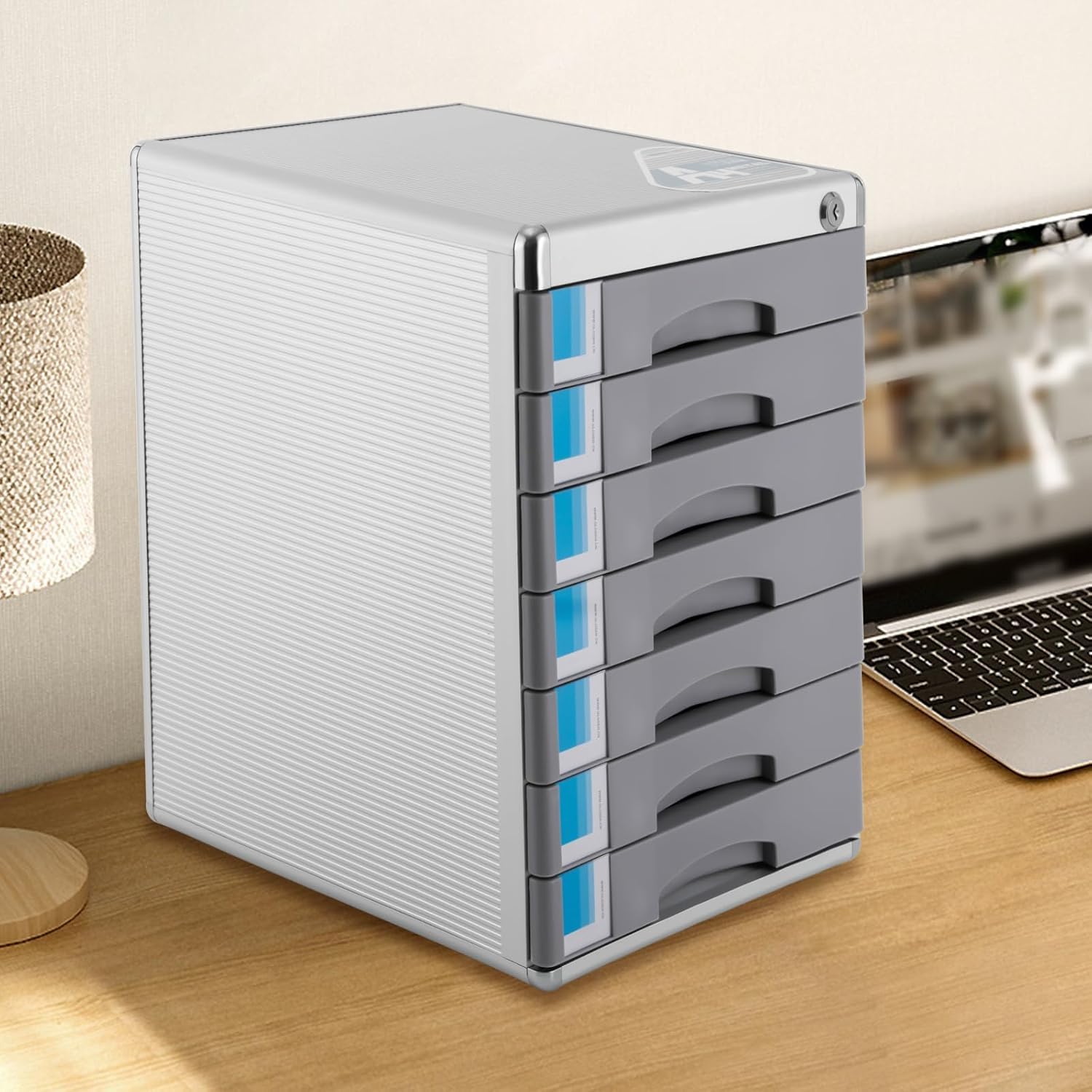 Classeur de Bureau à 7 Niveaux avec Serrure, Organiseur de tiroirs pour la Maison, Le Bureau ou lécole (7layers)