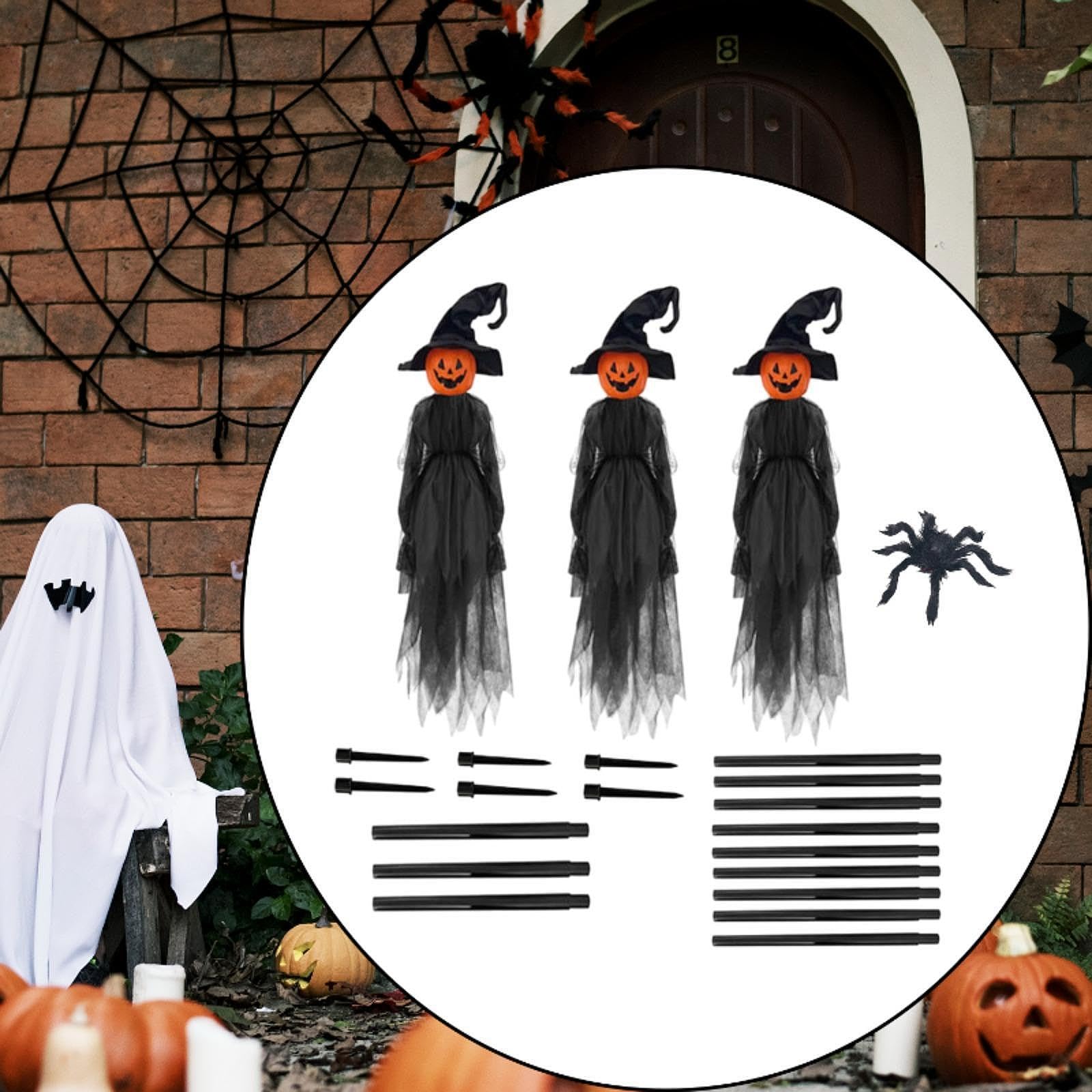 Halloween-Ornament, Halloween-Dekorationen, Gartendekoration für den Außenbereich, leuchtende Halloween-Hexen für Party, Spukhaus, Veranda, Kürbisgesicht
