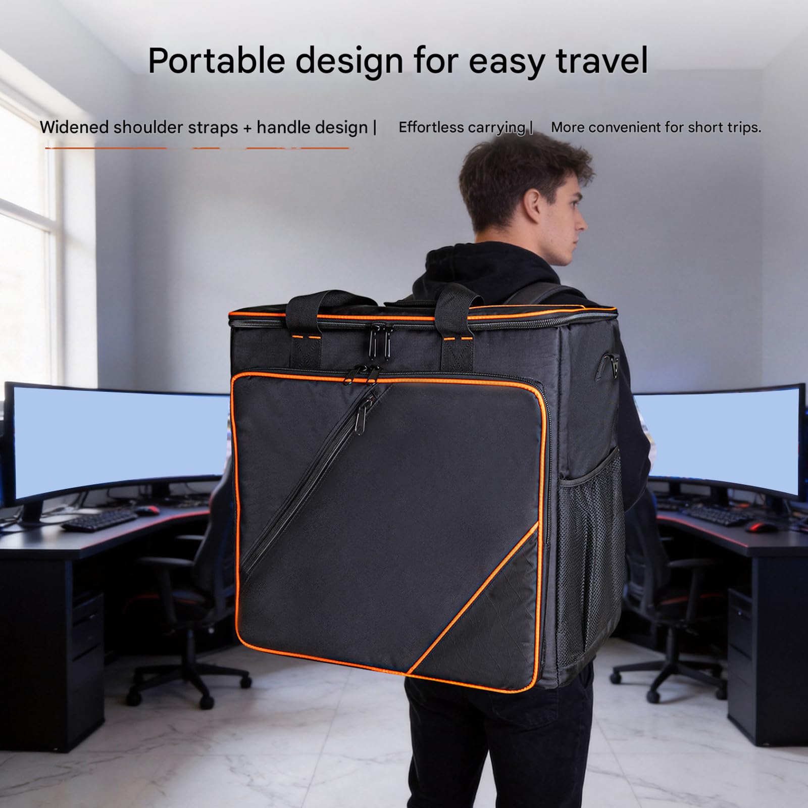 Bolsa de transporte para computadora resistente al agua con asa cómoda, fácil de transportar para torre de 24 a 27 pulgadas y componentes de escritorio