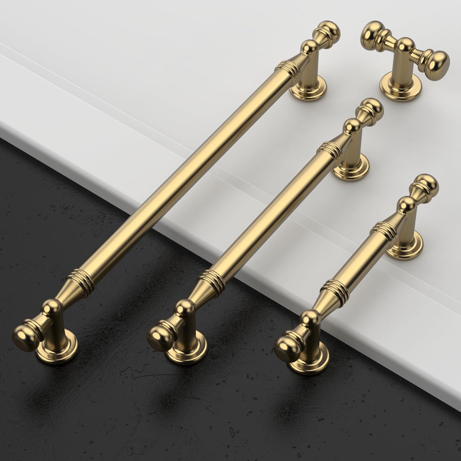 Amerdeco 10 Pack Champagne Bronze Cabinet Pulls 5 Inch(128mm) Hole Center Drawer Pulls Cabinet Hardware Kitchen Cabinet Handles for Bathroom ZH0083