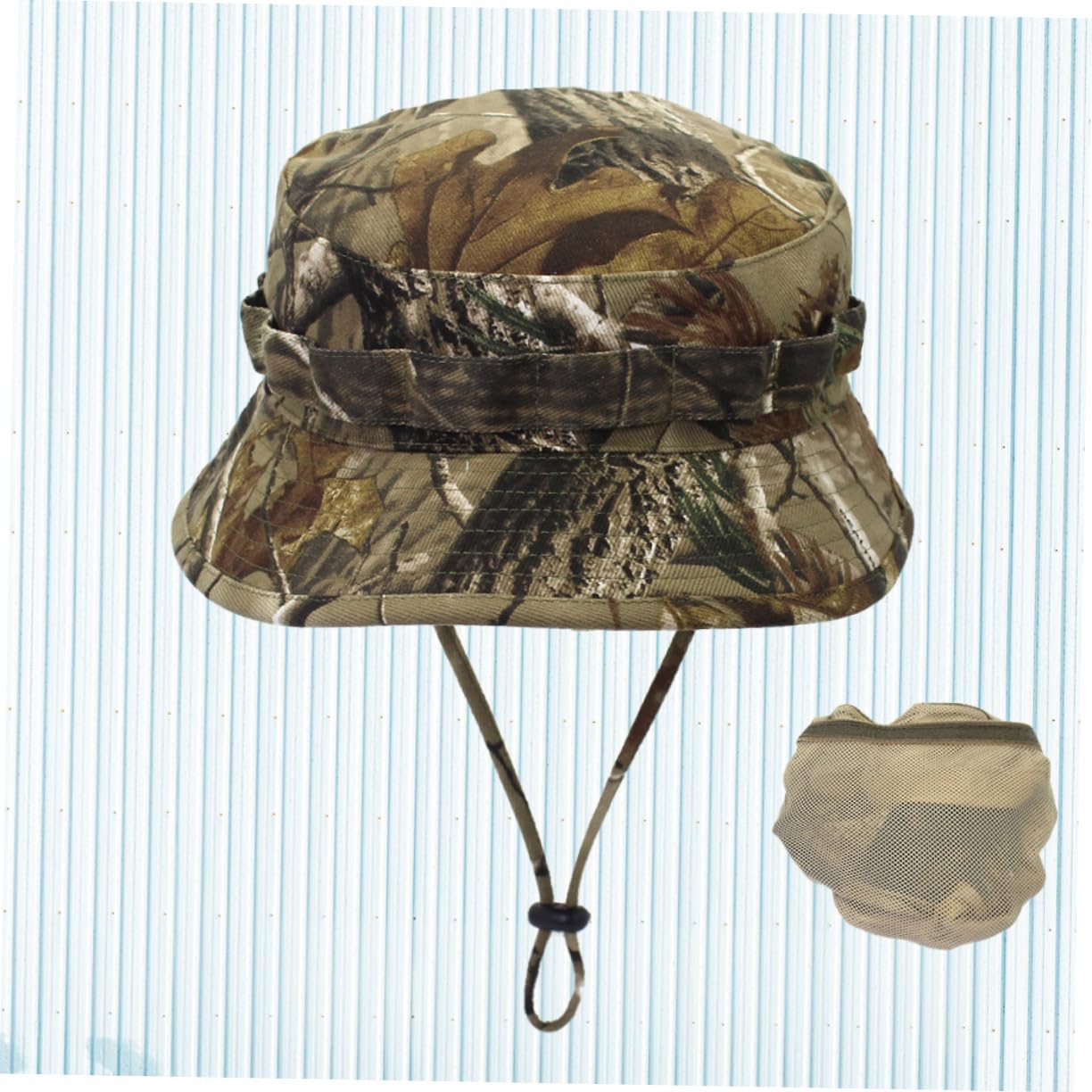 Kisangel Outdoor Sports Hat Camouflage Bucket Hat Chin Strap Soft and Comfortable Sun Protection for Hunting Fishing Hiking (Pattern)