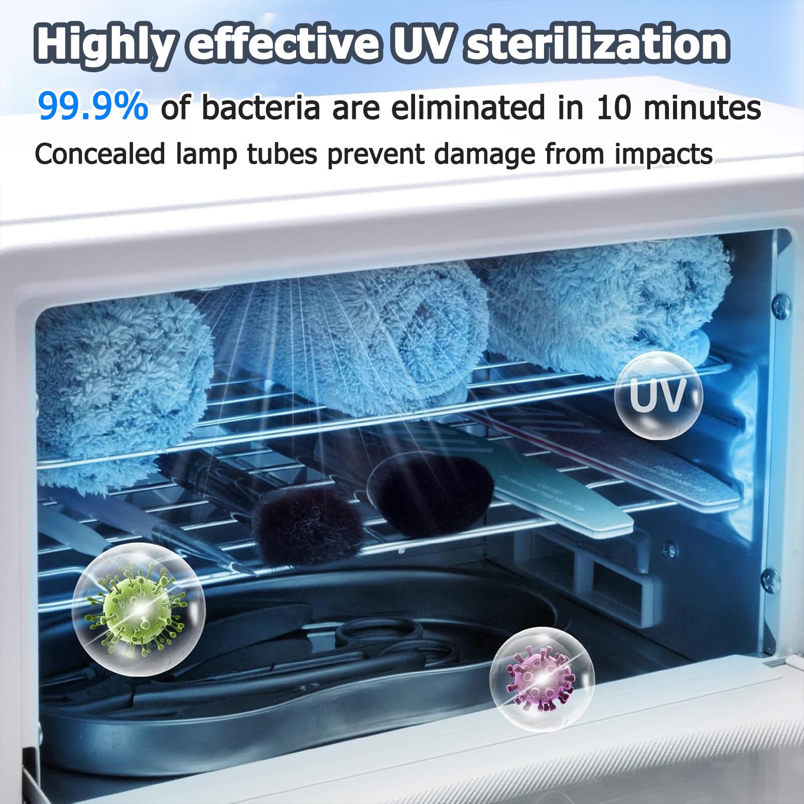 Gabinete esterilizador UV, dispositivo de desinfección multifunción para manicura y spas, gabinete de limpieza de alta temperatura y secadora para una desinfección eficaz