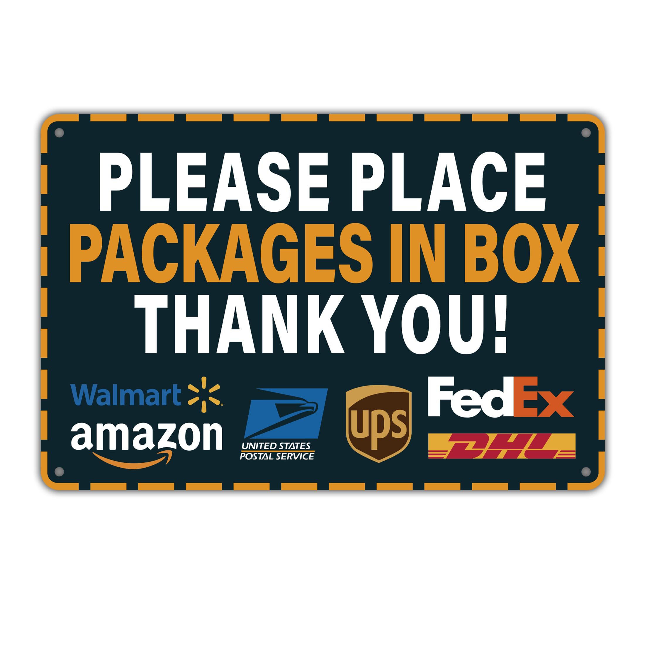 Please Leave Packages and Deliveries Here Sign，Metal tin sign Waterproof and Durable Place Packages in Box Sign, Please Delivery Packages in Box Metal for Home, Office, Shop, Door