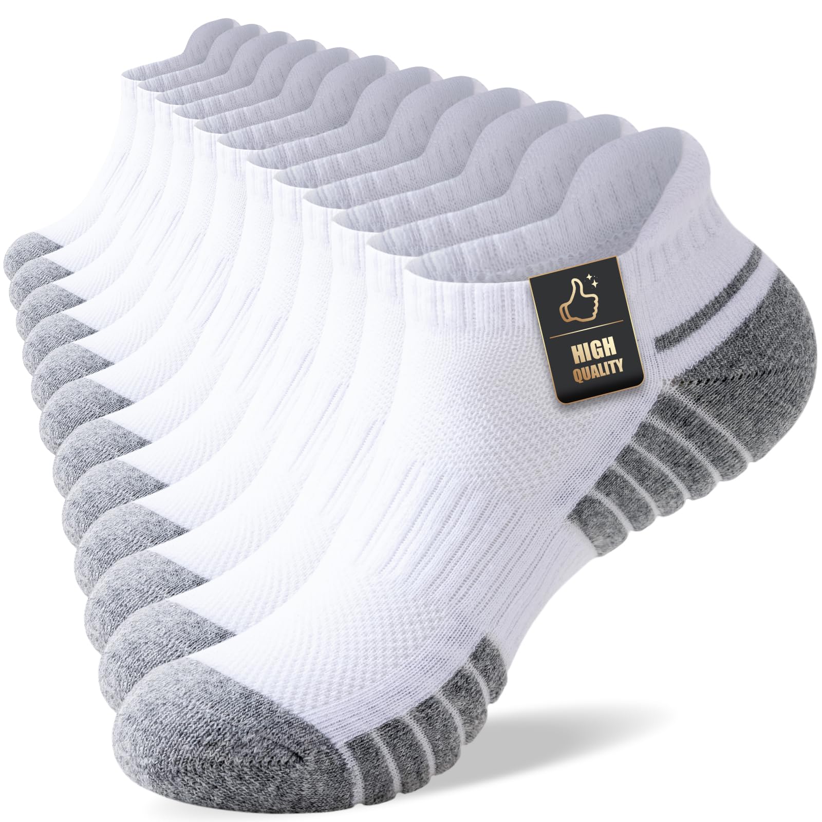 SockWaddles Skarpety treningowe dla mężczyzn i kobiet, 6 par oddychających skarpet do kostek z poduszką, odporne na pęcherze, skarpety do biegania z podparciem łuku, bawełniane skarpety sportowe o