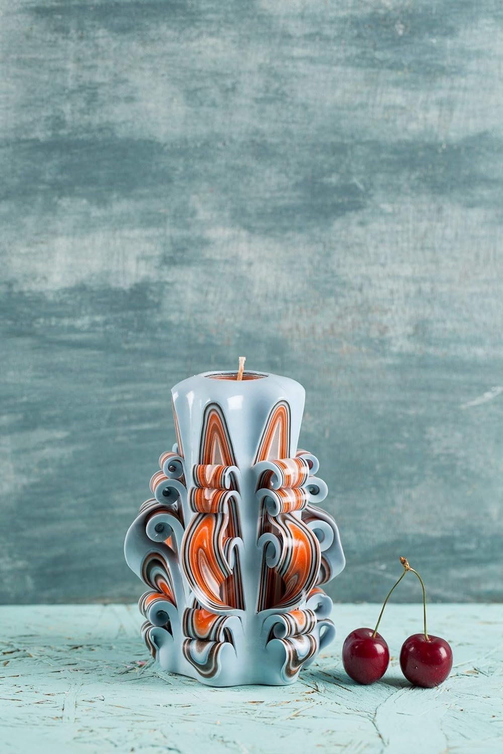 Candela Decorativa Fatta A Mano - Cilindrica &Oslash;6.5x15 Cm, Combustione 56 Ore, Inodore E Senza Fumo