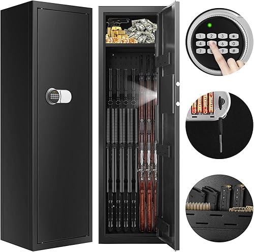 GUVELI US Stock - Armarios de pistola 7-8 resistentes al fuego antirrobo para rifles y escopetas casillero de armas con estante de pistola estante