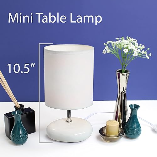 Miniatura 5 de Simple Designs LT2005-WHT Stonies - Lámpara de mesa pequeña con aspecto de piedra, 1 unidad (paquete de 2), color blanco Rosado,Verde,Rojo