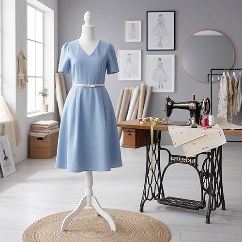 Miniatura 4 de Forma de vestido de maniquí, modelo de vestido femenino, cuerpo de maniquí de exhibición de torso, 50-63 pulgadas, altura ajustable, soporte de